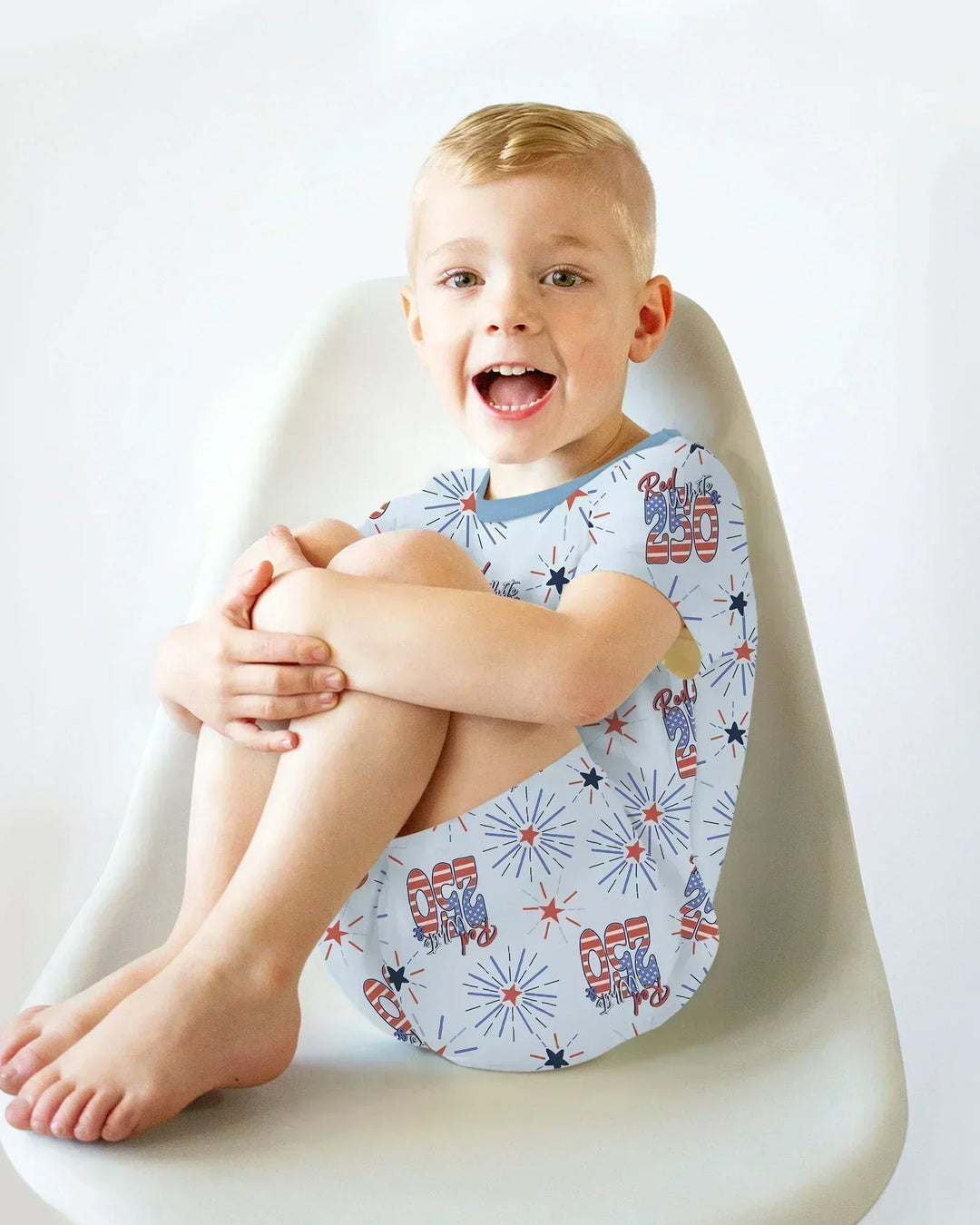 Red White and 250th Anniversary Bamboo Two Piece Short Sleeve Shorts Pajama Set