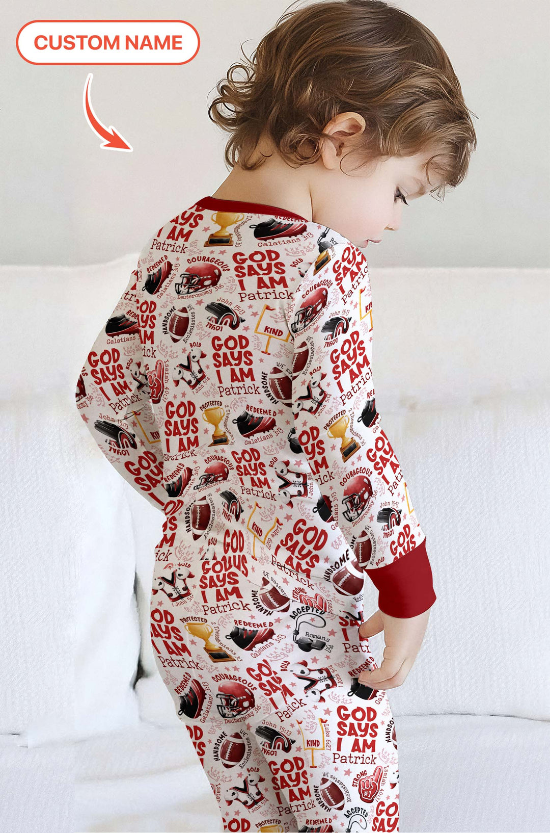 God Says I Am Touch Down Time Custom Name  Two Piece Long Sleeve Pajama Set