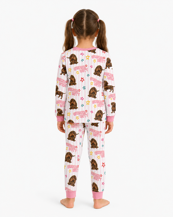 Guess What? Wiener Butt! Bamboo Two Piece Long Sleeve Pajama Set