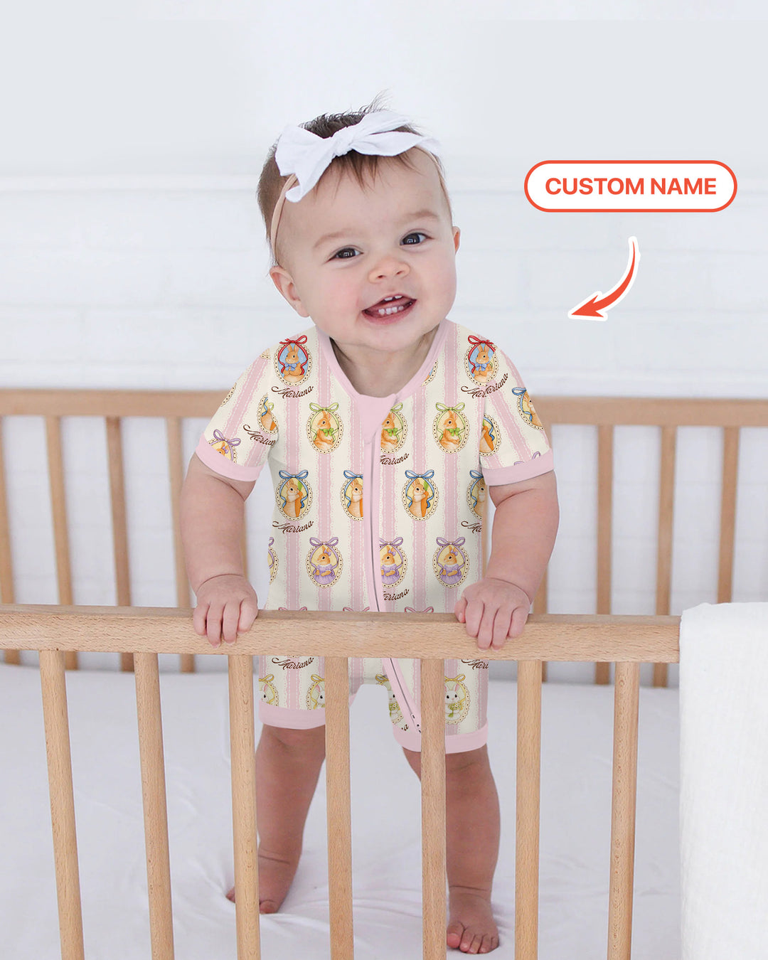 Custom Name Vintage Easter Bunny Shorty Zippy