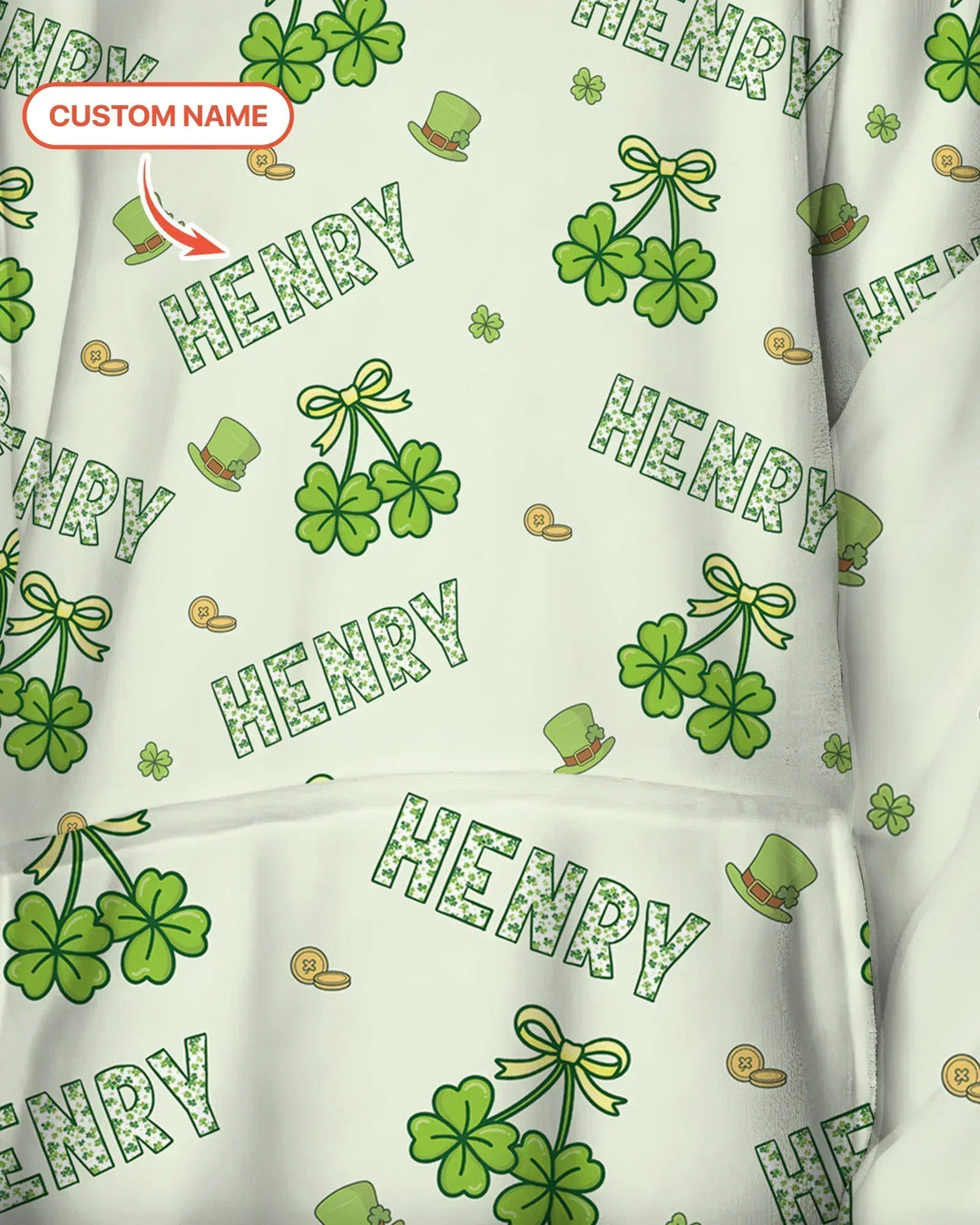 Custom Name Lucky Little Shamrock Blanket Hoodie