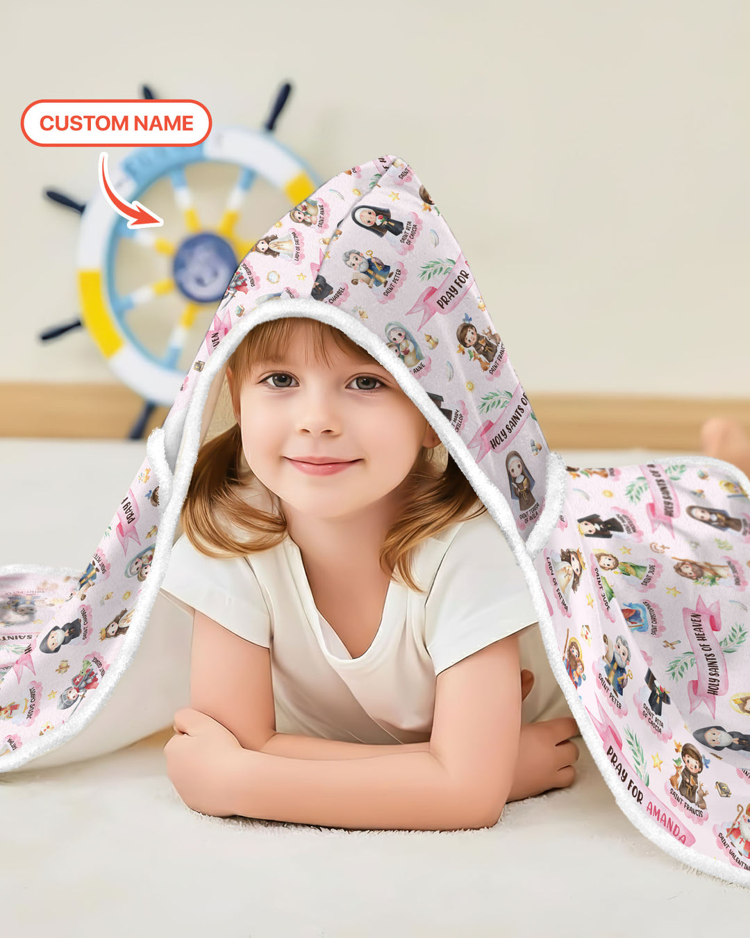 Holy Saints of Heaven Custom Name Bamboo Wearable Hooded Blanket