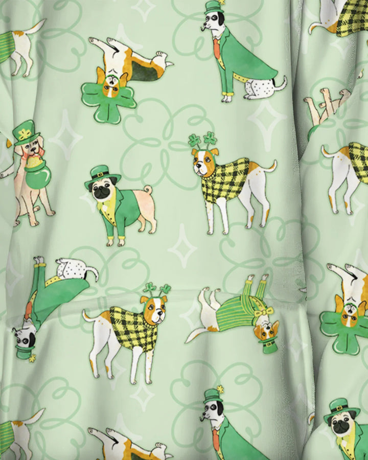 St. Patrick's Day Puppies Wearable Blanket Hoodie