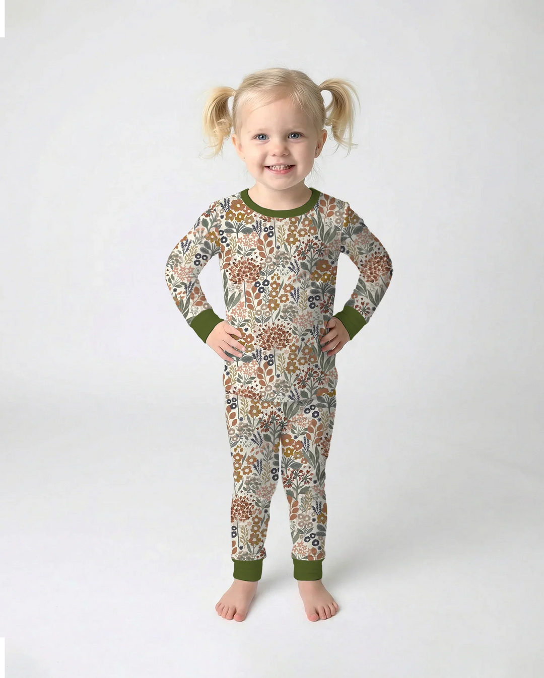 Conjunto de pijama de dos piezas de manga larga de bambú Autumn Meadow Botanicals