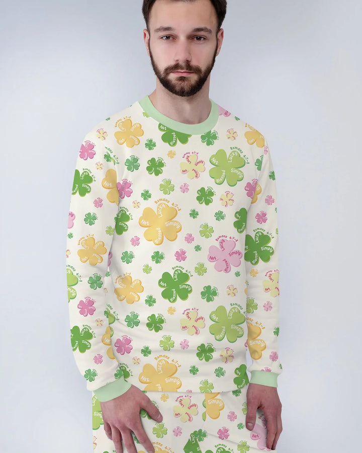 Shamrocks Print St. Patrick's Day Men's Pajama Set