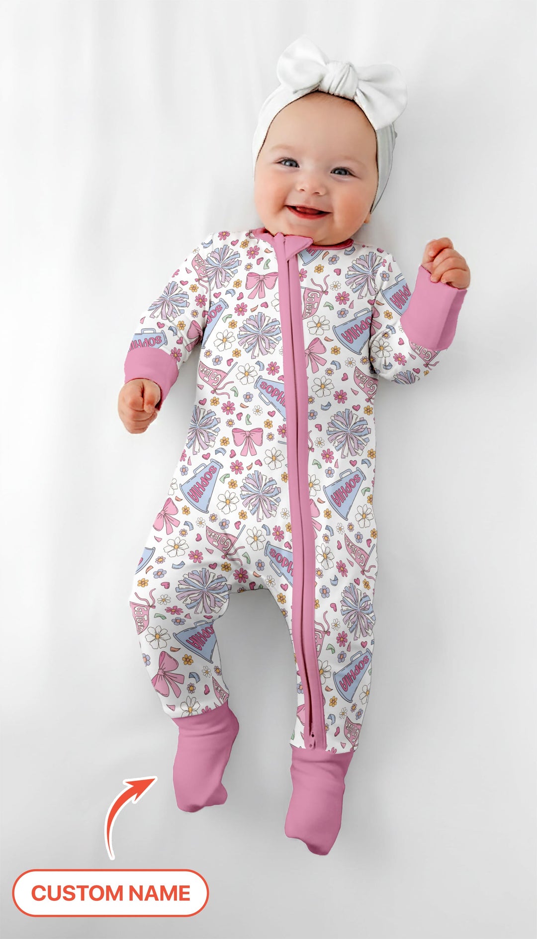 Custom Name Pastel Cheerleader Convertible Zippy