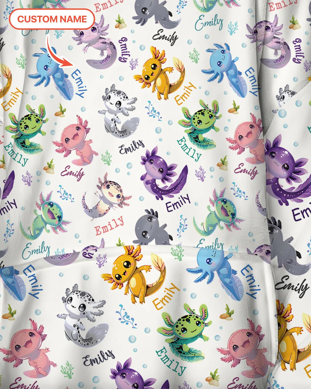 I Love You Axolotl Custom Name Blanket Hoodie