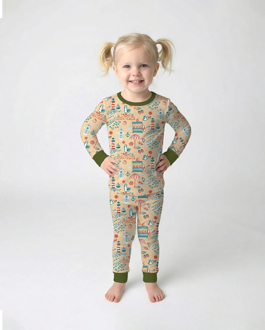 Seaside Storybook Days Bamboo Two Piece Long Sleeve Pajama Set