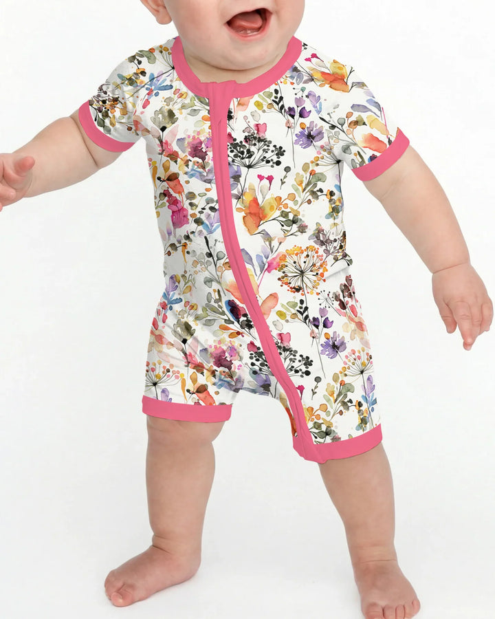 Wildflower Watercolor Garden Bamboo Shorty Zippy