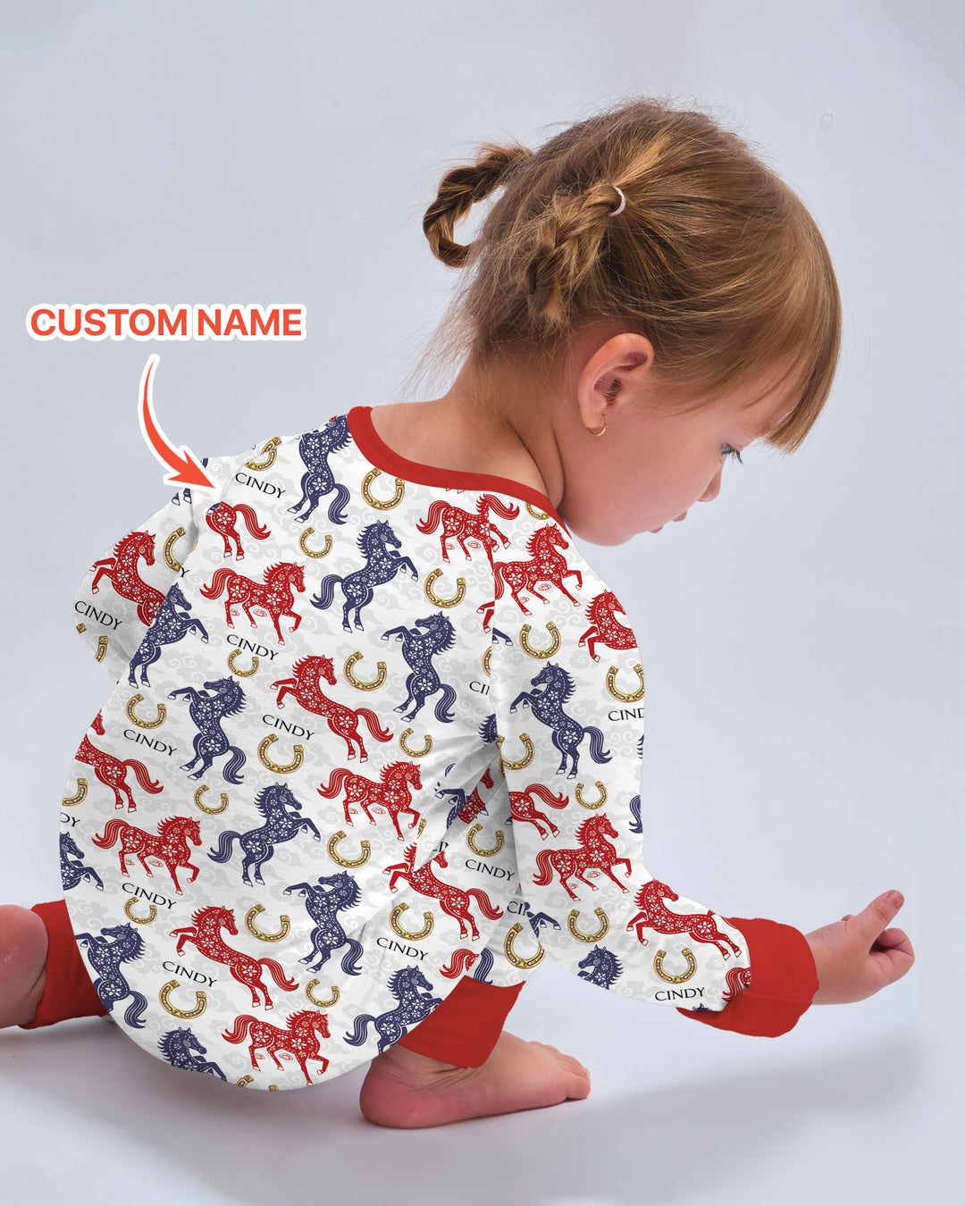 Custom Name Chinoiserie Horses Convertible Zippy