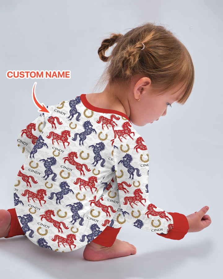 Custom Name Chinoiserie Horses Convertible Zippy