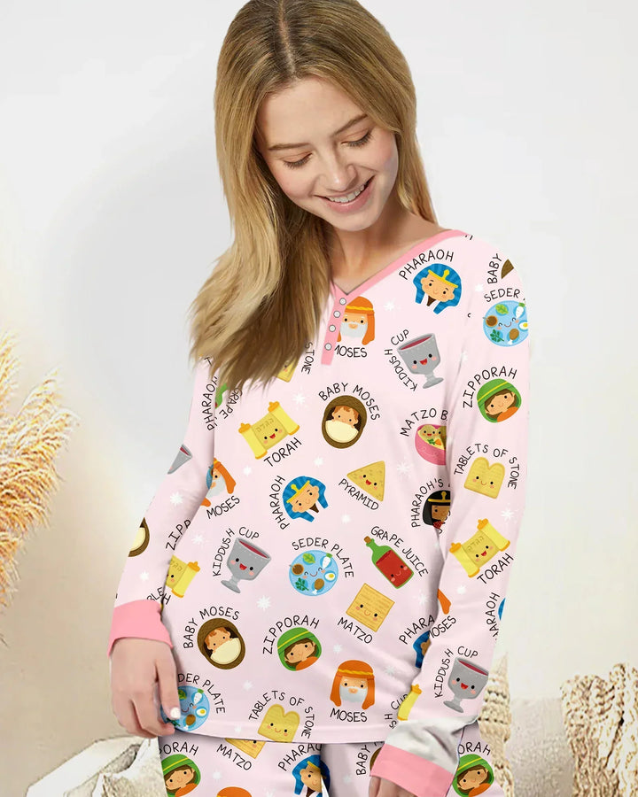 Cute Passover Characters Women Pajama Set