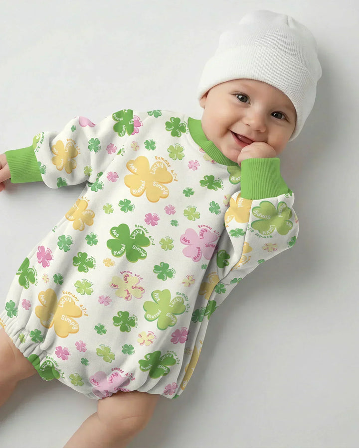 Shamrocks Print St. Patrick's Day Bubble Romper