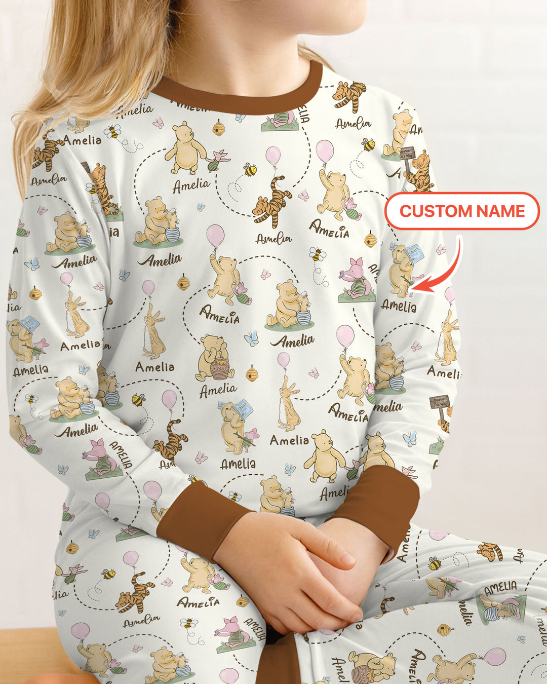 Once Upon A Bear Custom Name Two Piece Long Sleeve Pajama Set