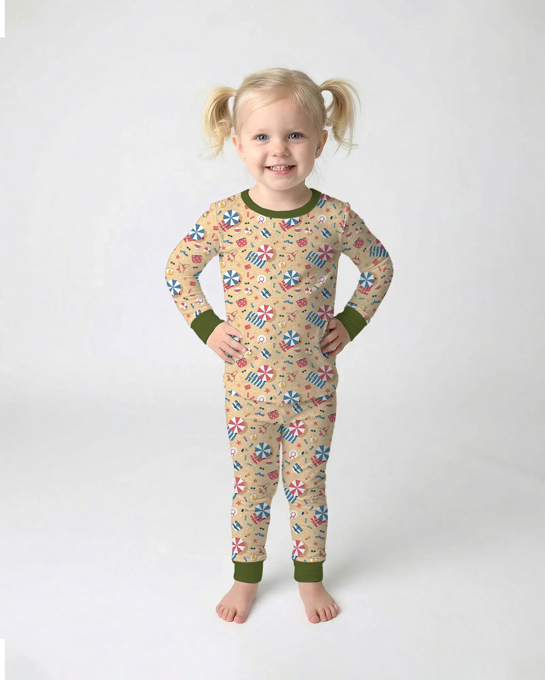 Sunny Beach Day Essentials Bamboo Two Piece Long Sleeve Pajama Set