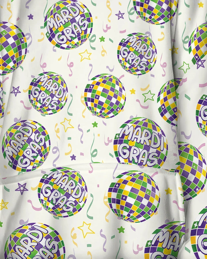 Mardi Gras Disco Ball Wearable Blanket Hoodie