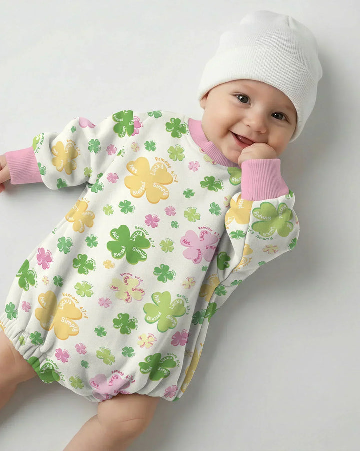 Shamrocks Print St. Patrick's Day Bubble Romper