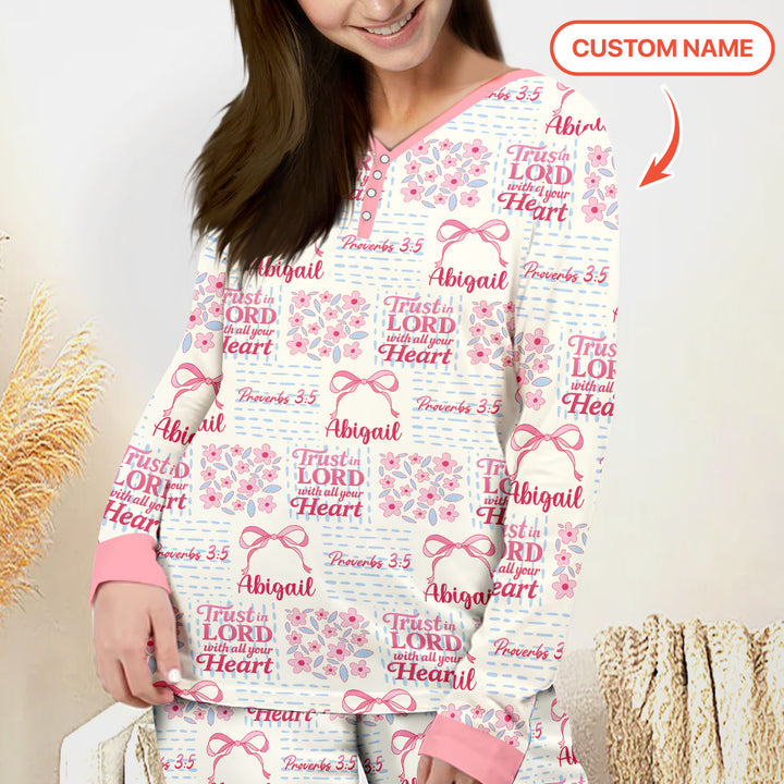Trust The Lord With All Your Heart Custom Name Women Pajama Set