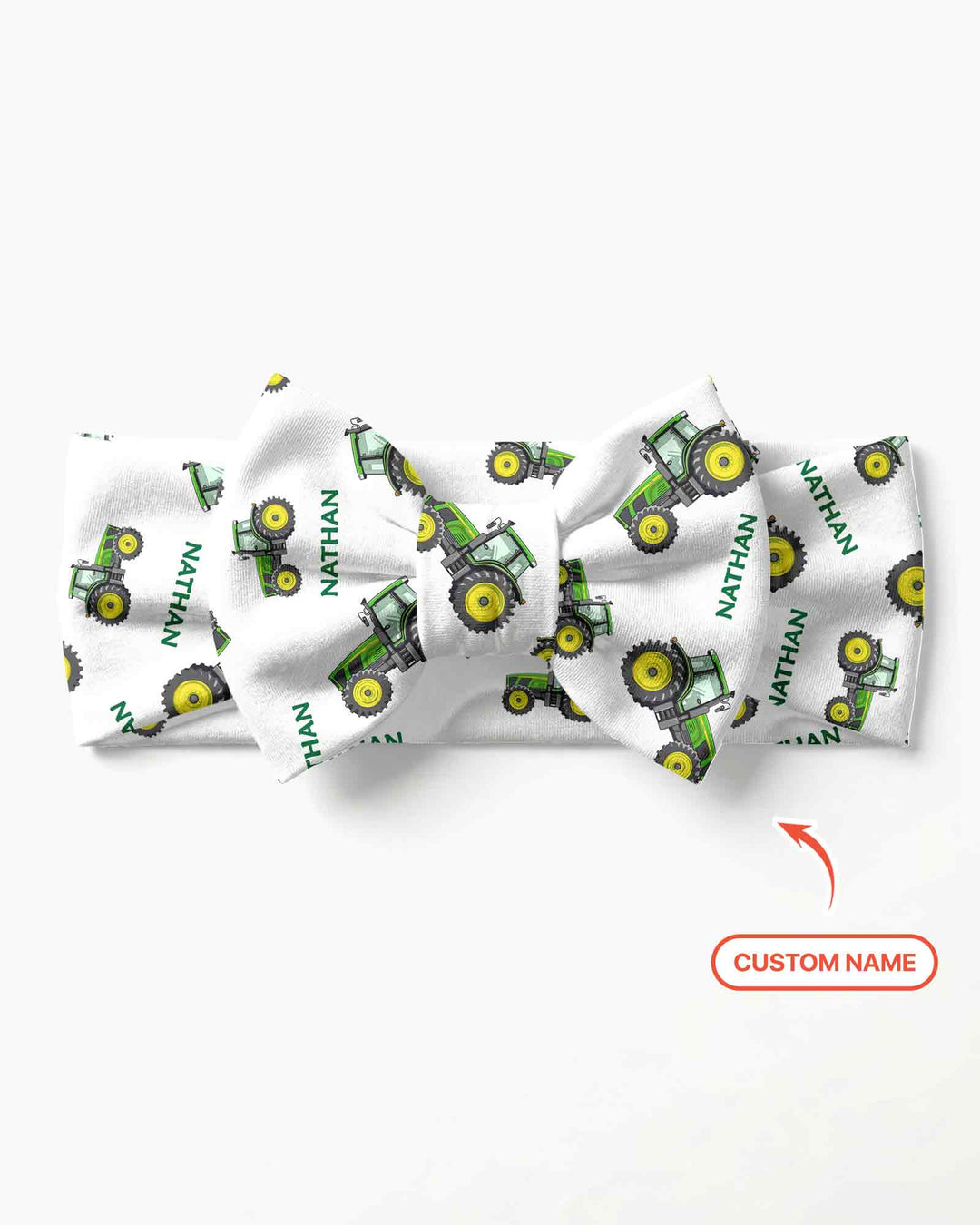 Custom Name Green Tractors Matching Daddy & Me Headband