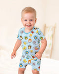 Cute Passover Characters Bamboo Two Piece Short Sleeve Shorts Pajama Set