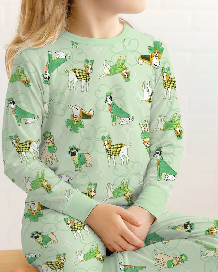 St. Patrick's Day Puppies Two Piece Long Sleeve Pajama Set