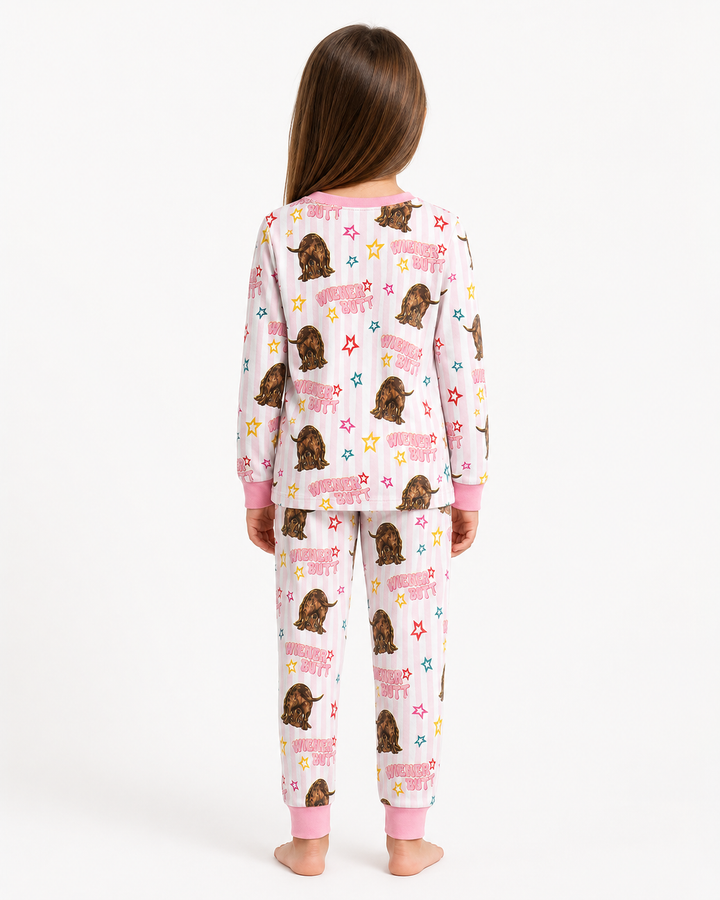 Guess What? Wiener Butt! Bamboo Two Piece Long Sleeve Pajama Set