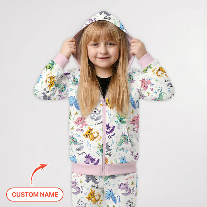 I Love You Axolotl Custom Name Zip Hoodie