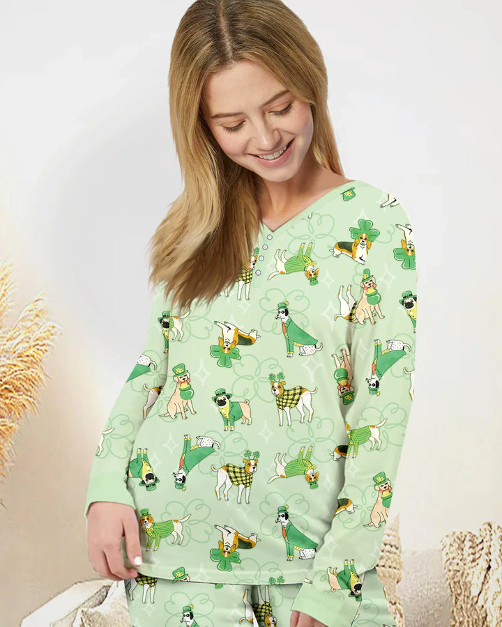 St. Patrick's Day Puppies Women Pajama Set