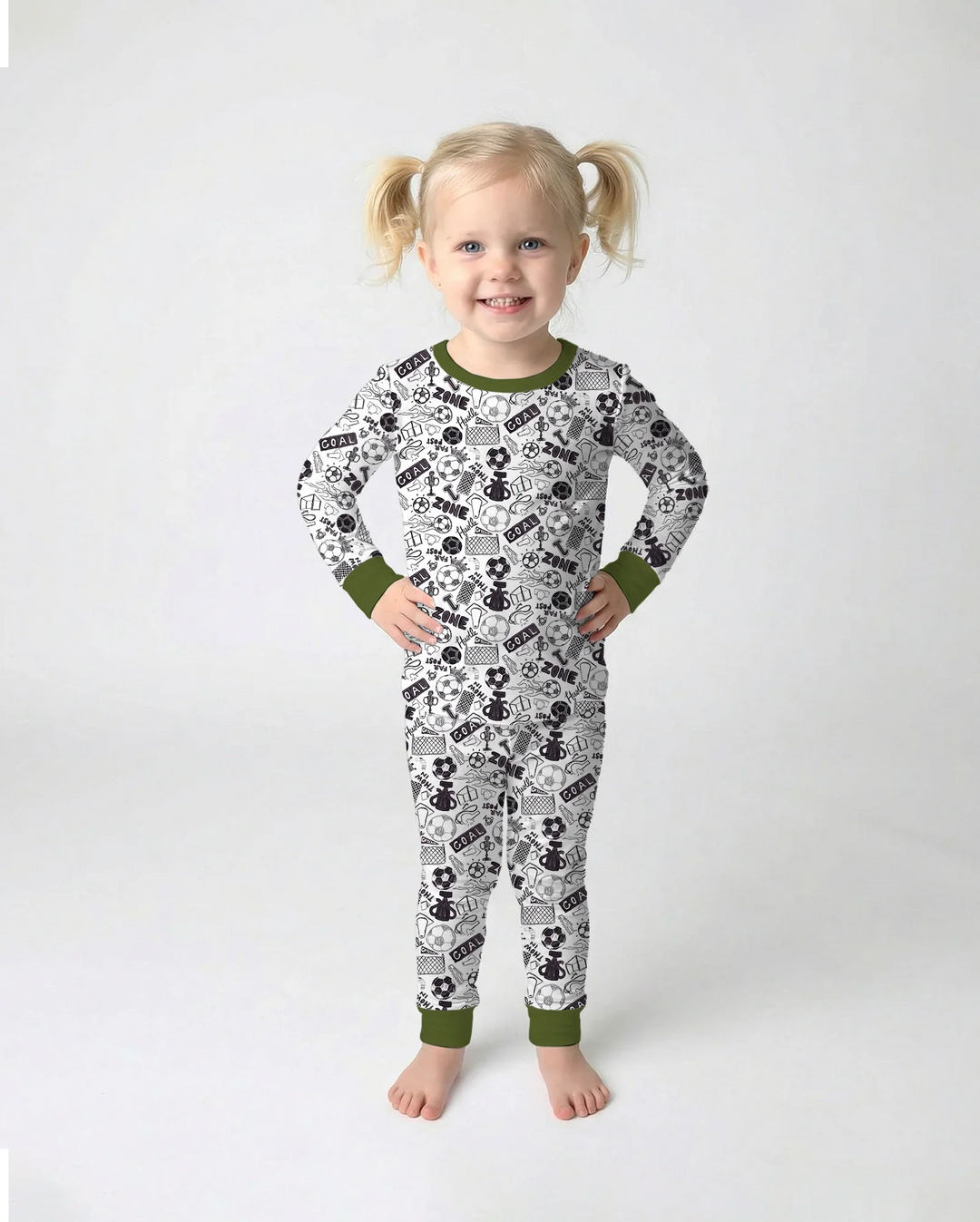 Soccer Doodle Bamboo Two Piece Long Sleeve Pajama Set