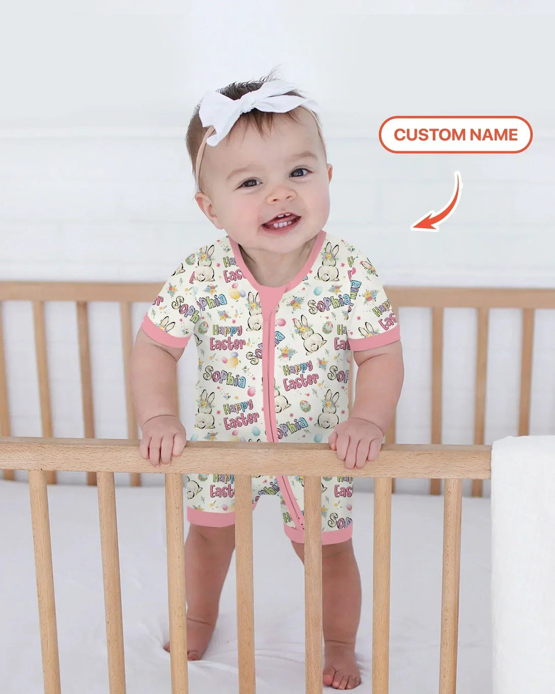 Personalized Happy Easter Bunny Shorty Zippy