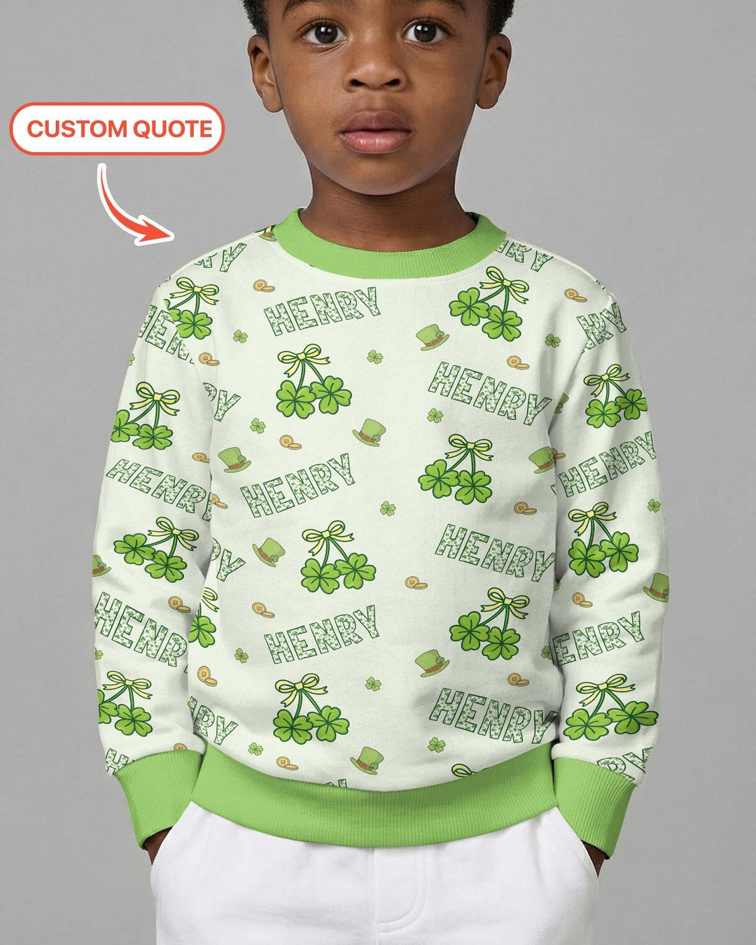 Custom Name Lucky Little Shamrock Crewneck Sweatshirt