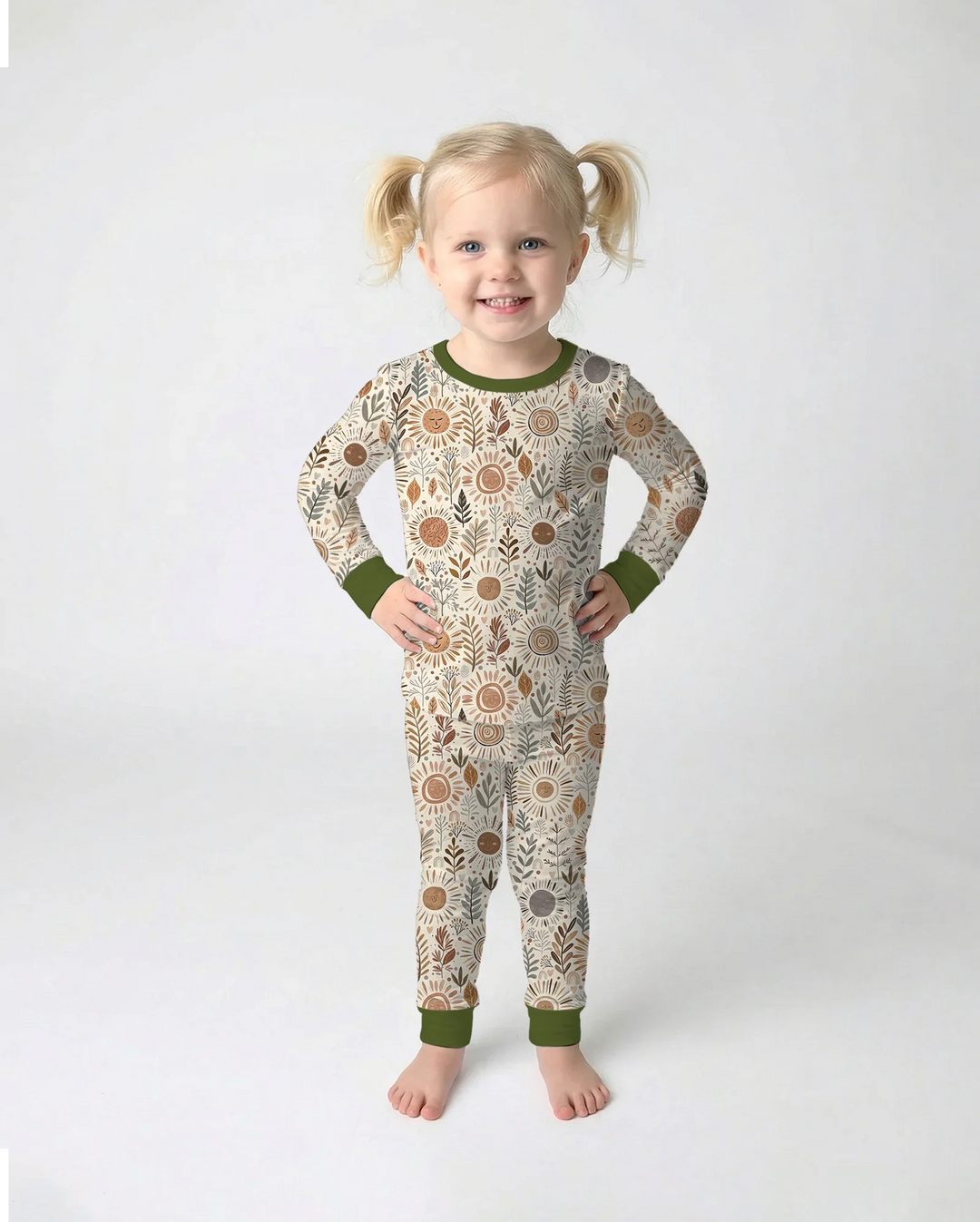 Boho Sunshine Garden Bamboo Two Piece Long Sleeve Pajama Set