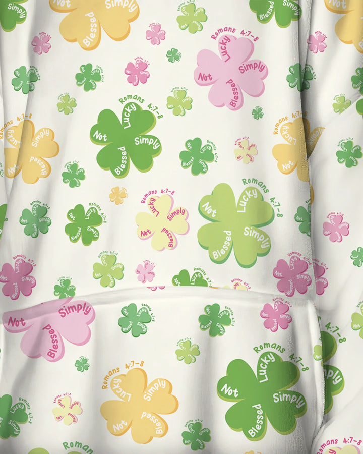 Shamrocks Print St. Patrick's Day Wearable Blanket Hoodie