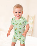 St. Patrick's Day Puppies Bamboo Two Piece Short Sleeve Shorts Pajama Set