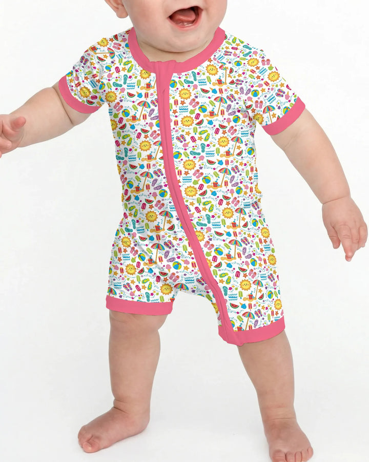 Pijama corto de bambú con cremallera Sunshine Splash Party