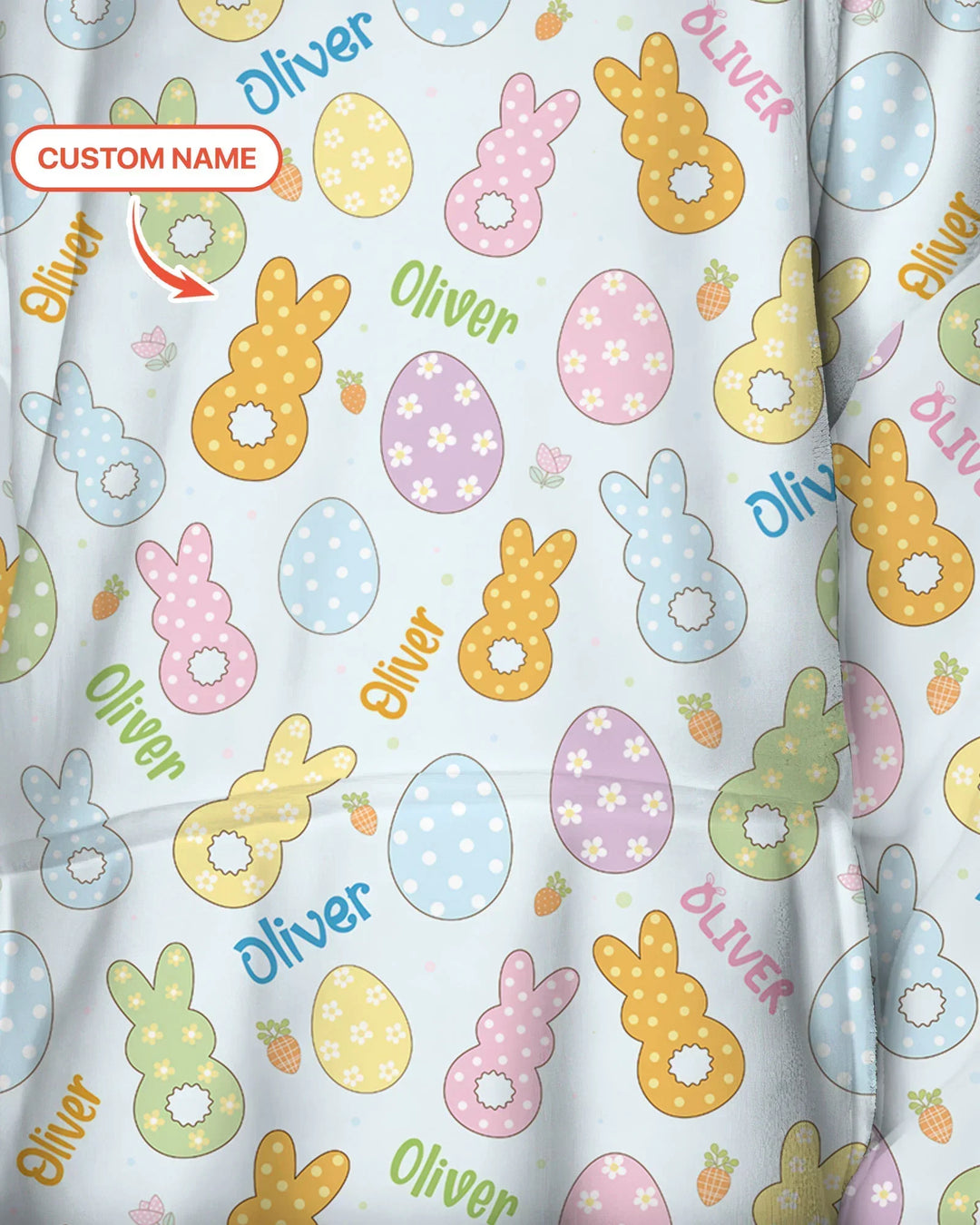 Custom Name Spring Pastel Easter Blanket Hoodie