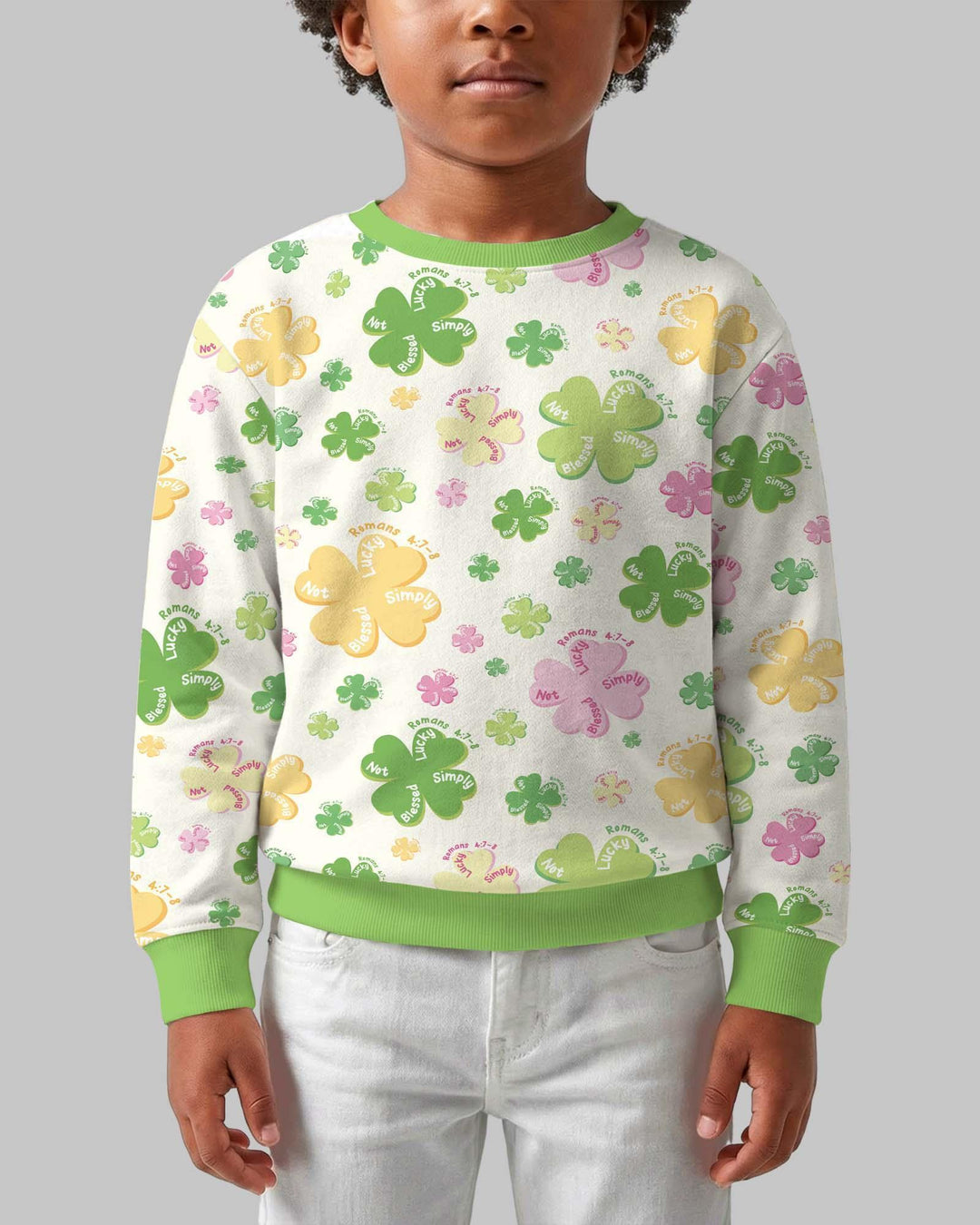 Shamrocks Print St. Patrick's Day Crewneck Sweatshirt