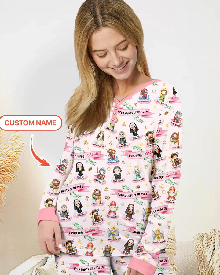Heilige des Himmels Pyjama-Set aus Bambus für Damen mit Wunschnamen