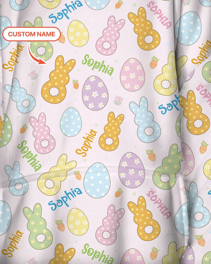 Custom Name Spring Pastel Easter Blanket Hoodie