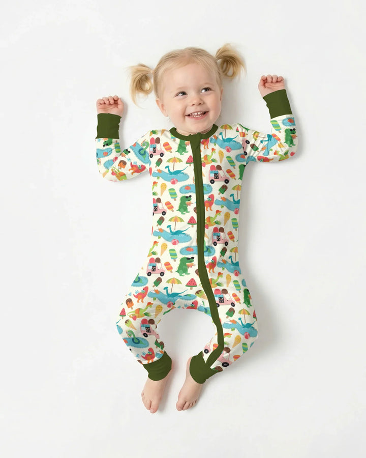 Pijama Dino Summer Splash Bamboo Convertible con Cremallera