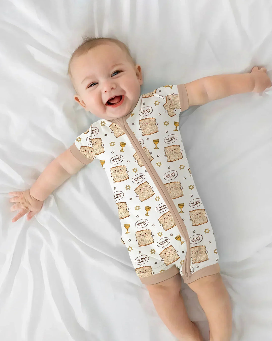 Pijama Corto con Cremallera de Bambú "Cazador de Afikoman"