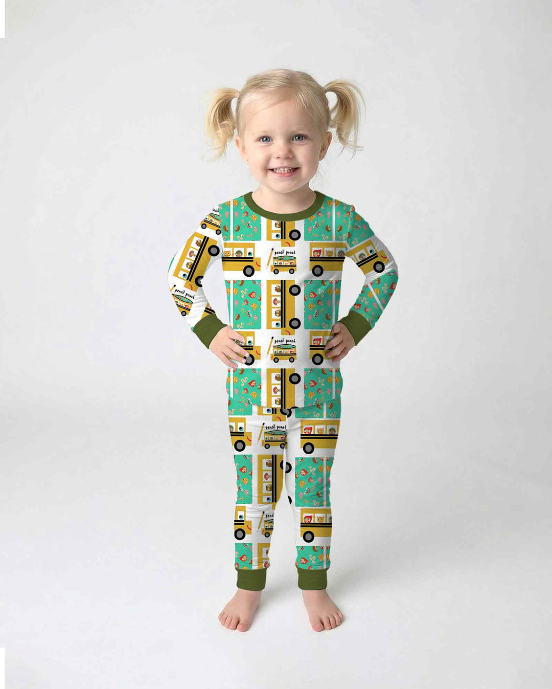 School Bus Adventures Bamboo Two Piece Long Sleeve Pajama Set