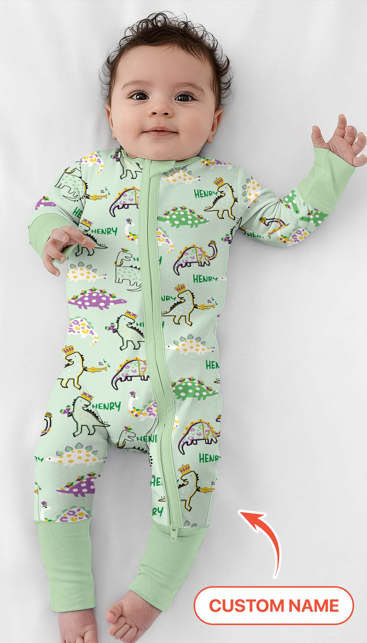 Custom Name Mardi Gras Saurus Convertible Zippy