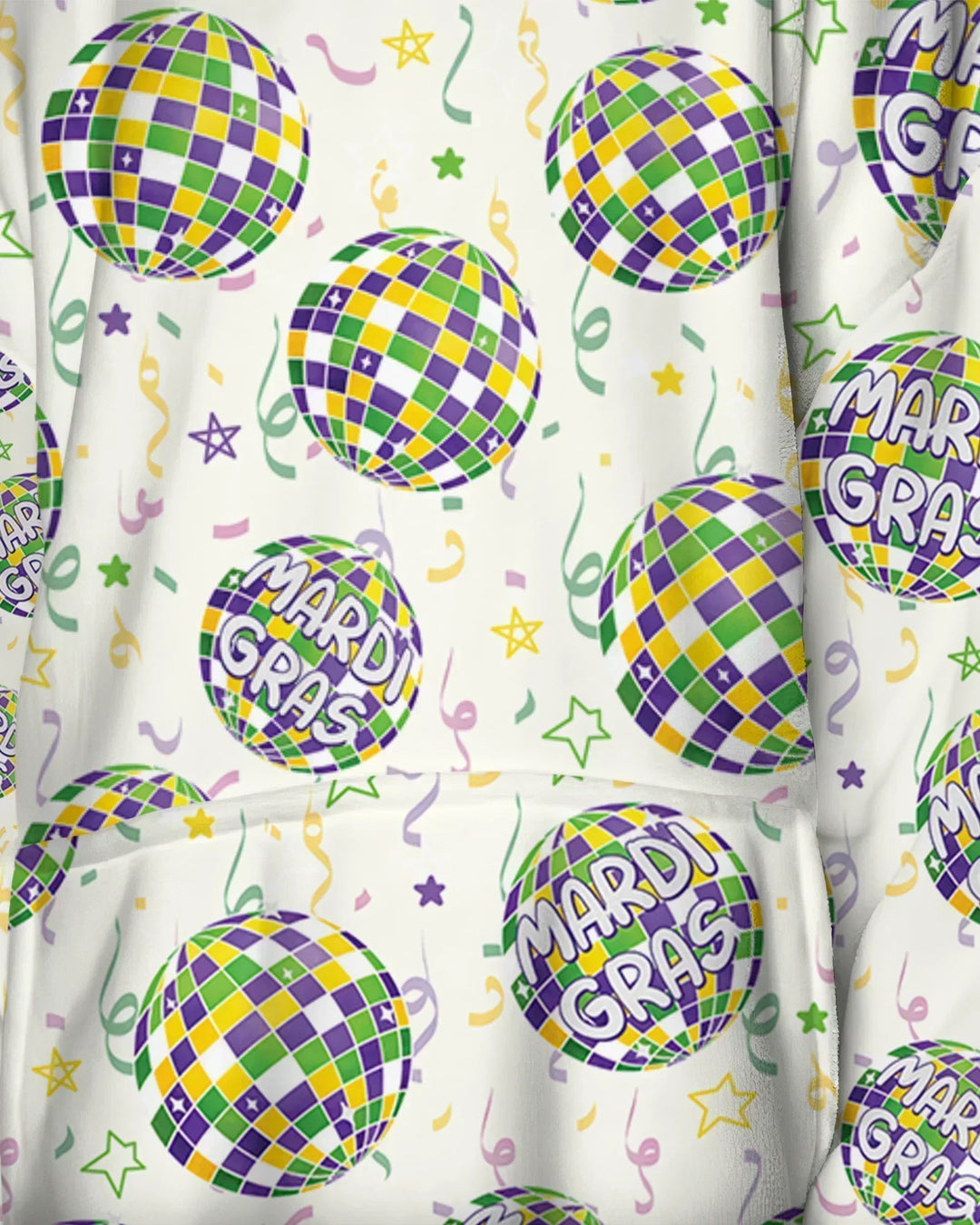 Mardi Gras Disco Ball Wearable Blanket Hoodie