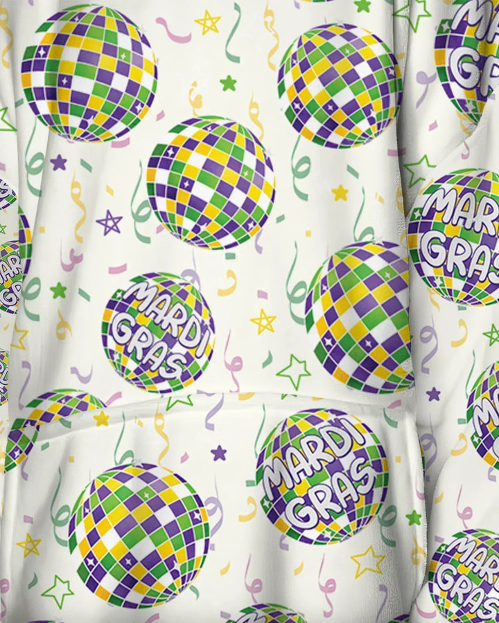 Mardi Gras Disco Ball Wearable Blanket Hoodie