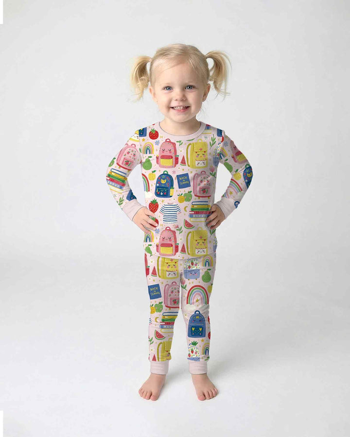 Conjunto de pijama de dos piezas de bambú con mangas largas, plantilla PERSONALIZADA