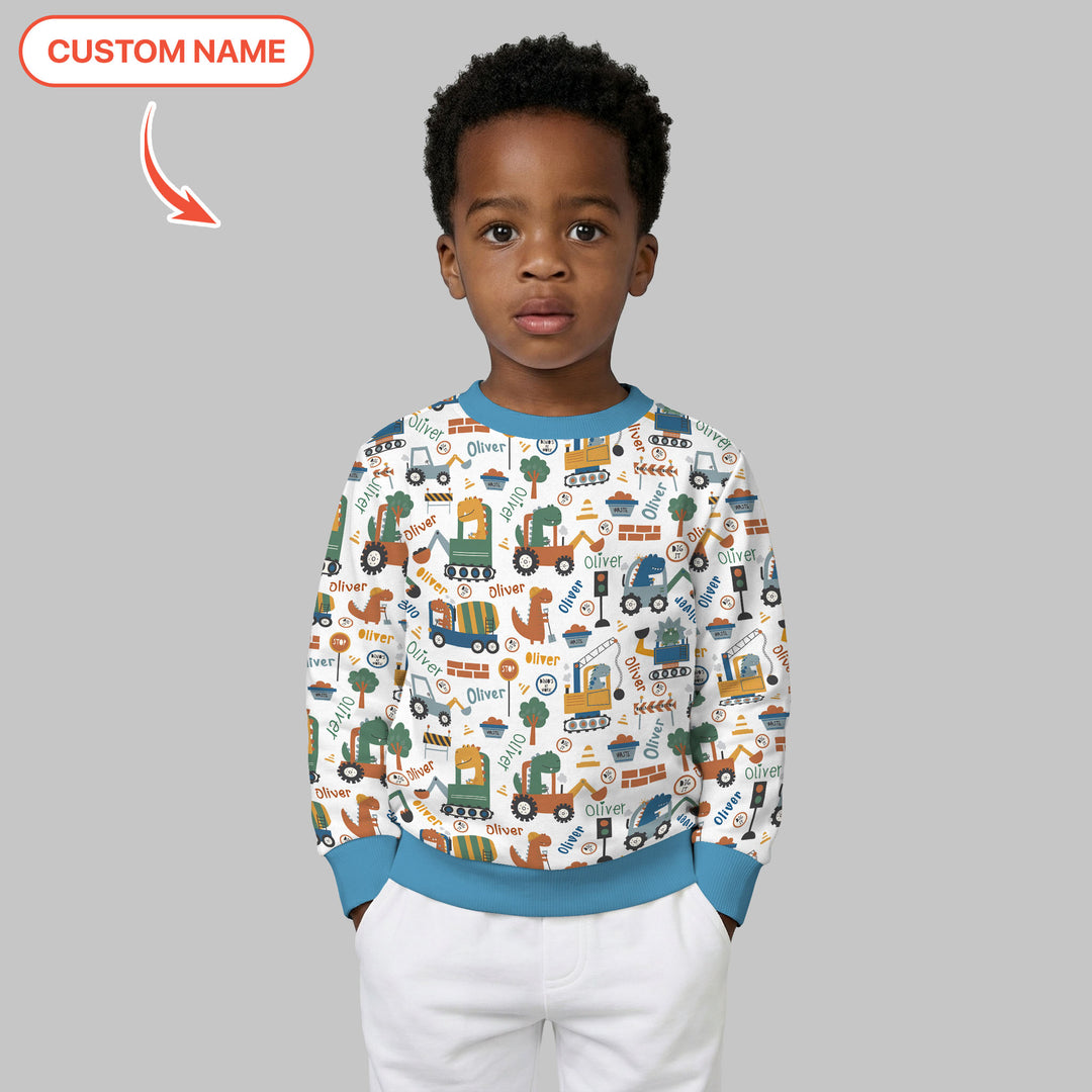 Custom Name Dino Diggers Crewneck Sweatshirt