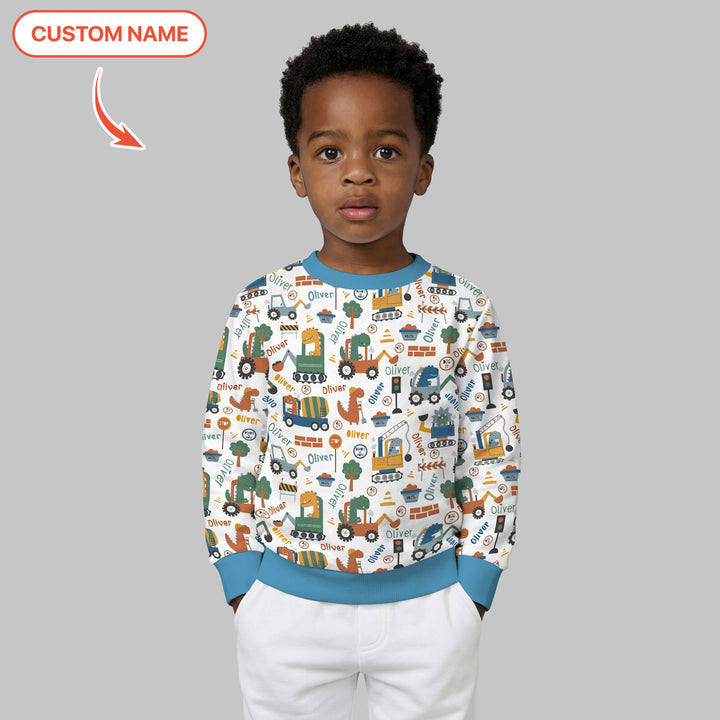 Custom Name Dino Diggers Crewneck Sweatshirt