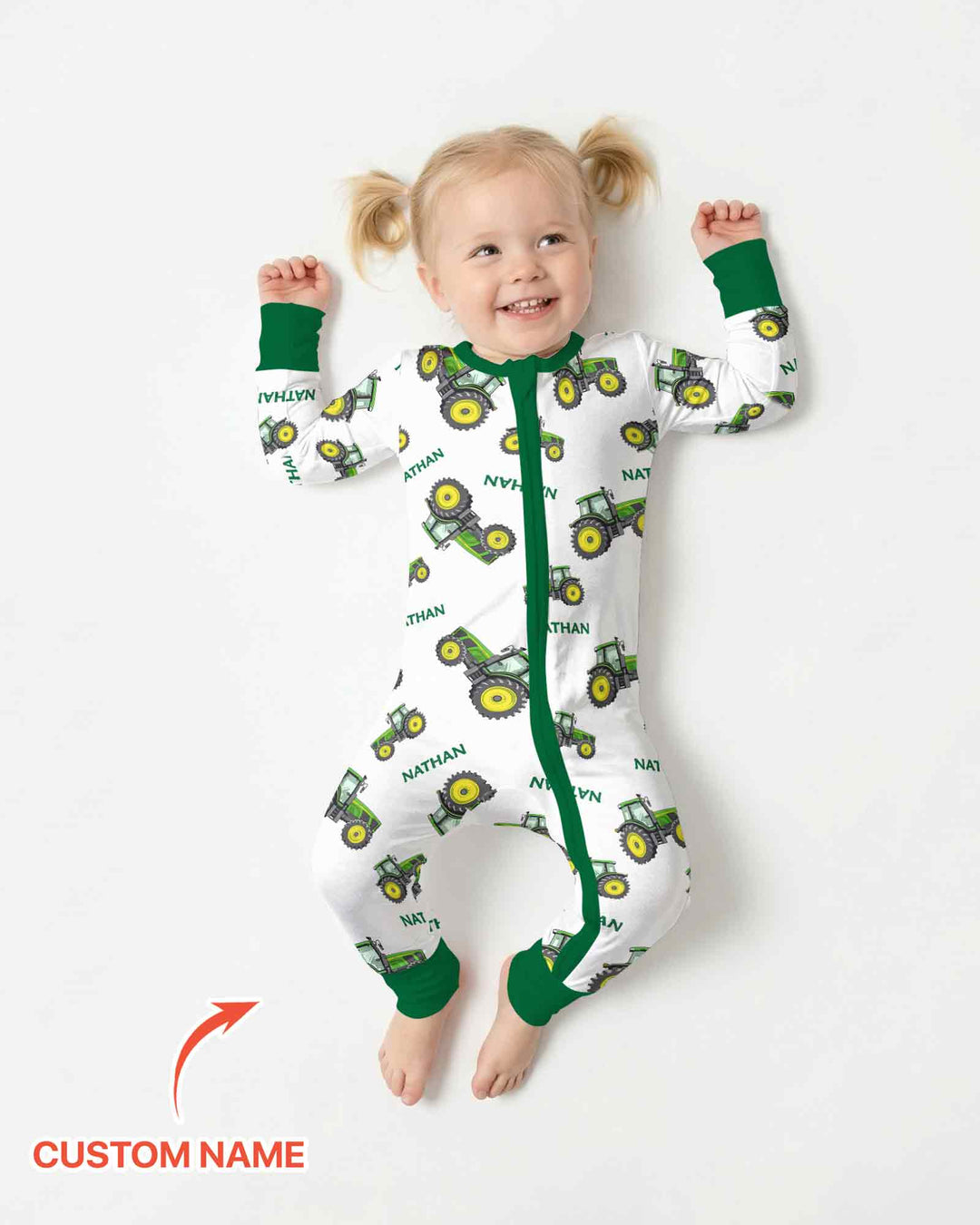 Custom Name Green Tractors Matching Daddy & Me Bamboo Convertible Zippy