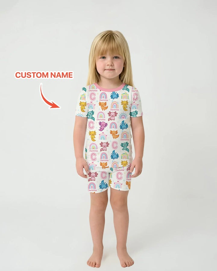 Axololt Custom Name Two Piece Short Sleeve Shorts Pajama Set